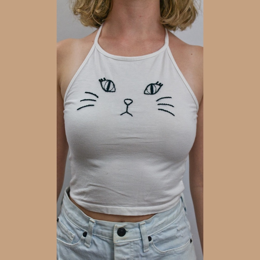 Brandy Melville White Halter Crop